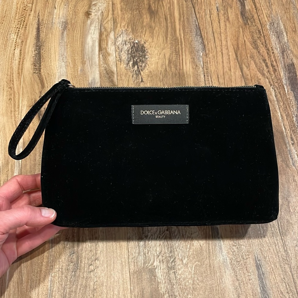 New Dolce & Gabbana Black Velvet Cosmetic Pouch and Clutch